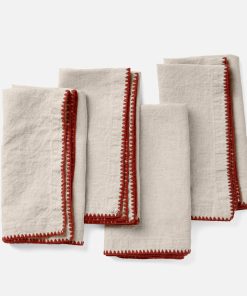 Coyuchi Olivos Embroidered Organic Linen Napkins