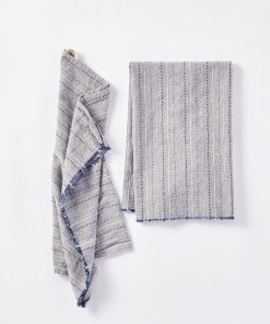 Coyuchi Fringe Stripe Organic Hand Towel, Set Of 2 - Renewed