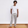 Coyuchi Men's Striped Organic Crinkled Pajama Pants - Renewed